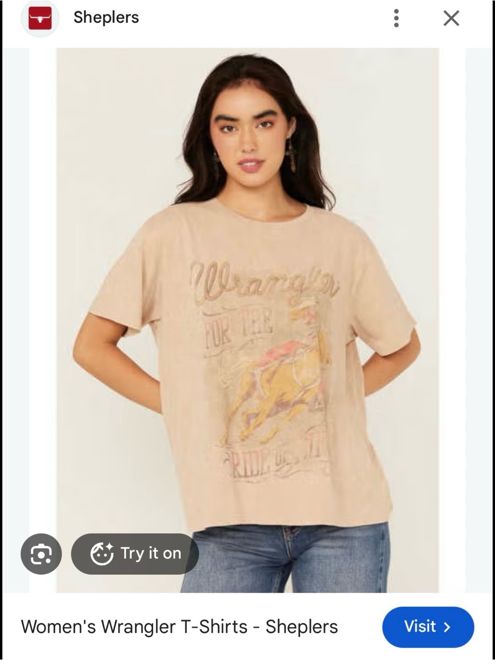 Wrangler Women's Short-Sleeve Graphic Tee in Beige with Multicolor Print